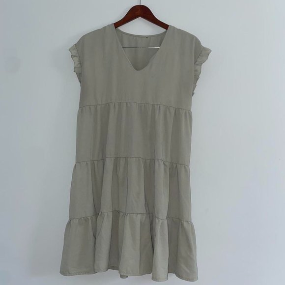 Sage Green Peasant Dress - Picture 1 of 2